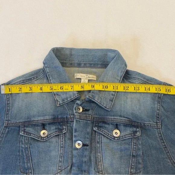Est1946 Denim Womens Jean Jacket Long Sleeve Collared Button Down L - Picture 16 of 16
